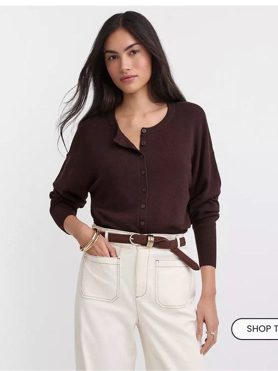 LOFT Sweaters - LOFT Ribtrim Waist Cardigan Medium Brown